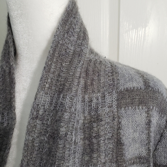 Gray Alpaca Wool Open Front Sweater Large - Picture 7 of 12